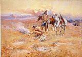 Charles Marion Russell Famous Paintings - Blackfeet Burning Crow Buffalo Range